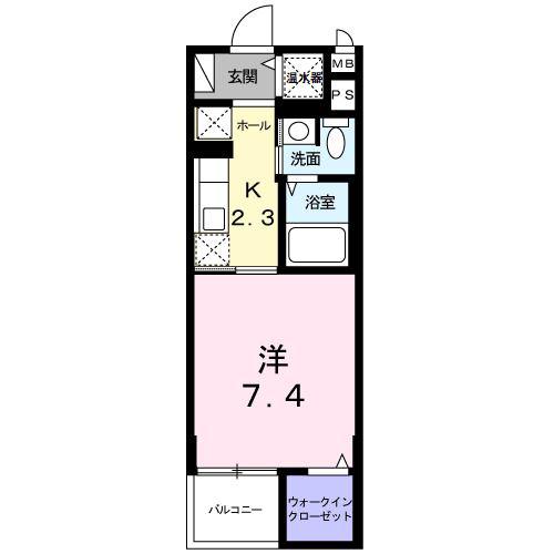 ロイヤル スリー(1K/4階)の間取り写真