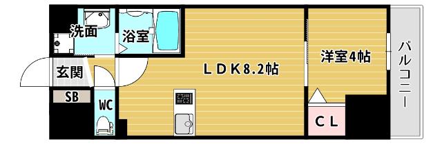 ローズコーポ堺筋本町(1LDK/10階)の間取り写真