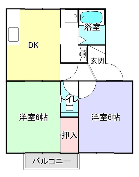 パルテイル佐原(2DK/1階)の間取り写真