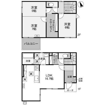 SECUREA下之城町 3号地(3LDK/1階)の間取り写真