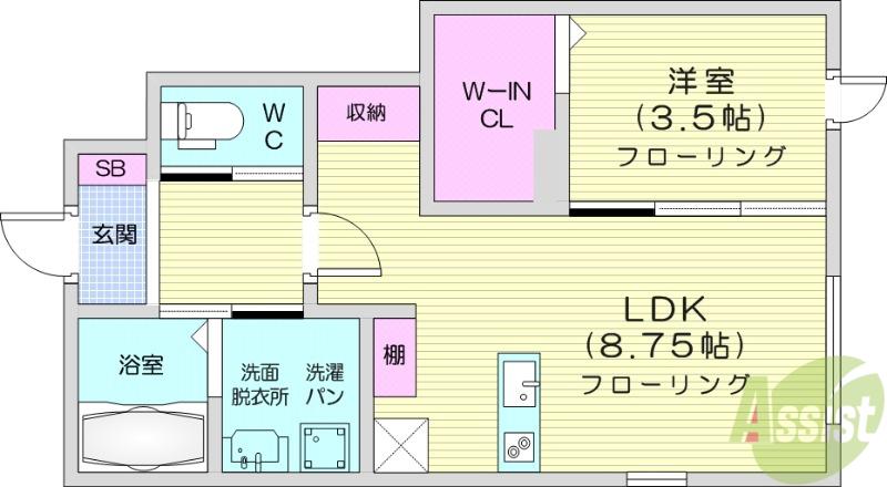 LIBERTE(1LDK/1階)の間取り写真