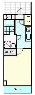ウエスト7泉(1K/3階)の間取り写真