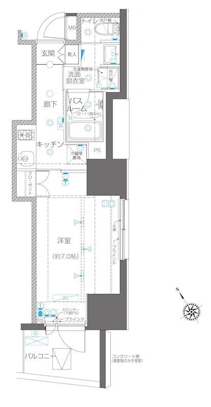 ZOOM川崎イースト(1K/8階)の間取り写真