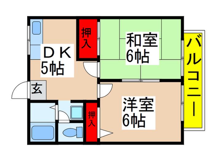 ハイム新和 A(2DK/2階)の間取り写真