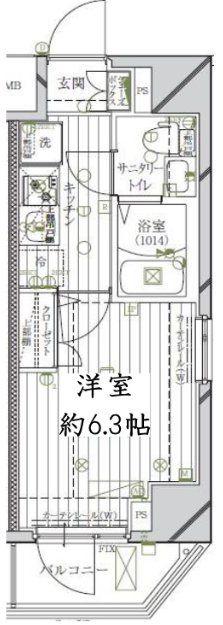 レガリス北千住(1K/3階)の間取り写真