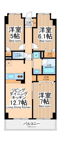 グランドウェラ(3LDK/1階)の間取り写真