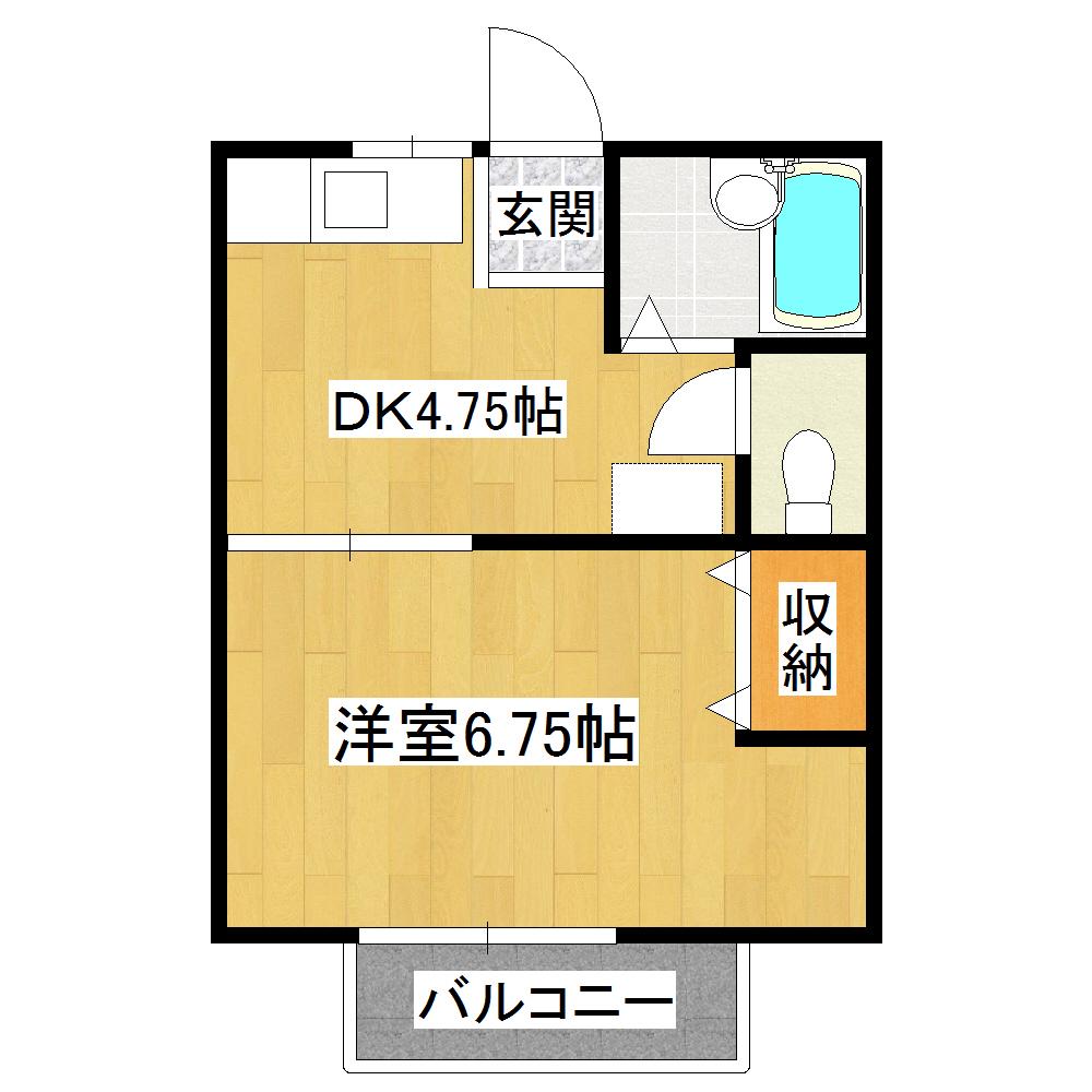 サンスクエア成田II(1DK/2階)の間取り写真