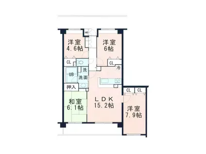 エフローレ越谷(4LDK/2階)の間取り写真