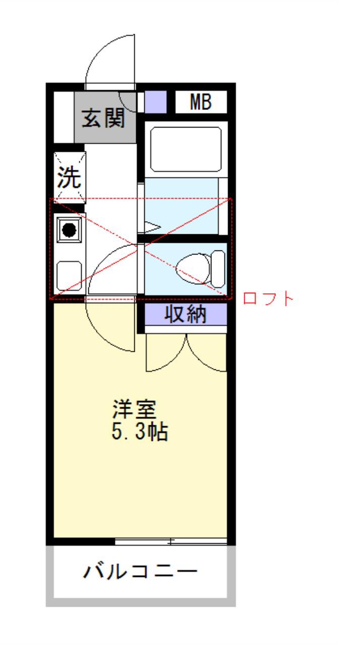 シャンポール白鷺(1K/1階)の間取り写真