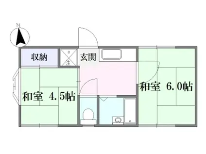 チェリーハイツ(2K/1階)の間取り写真