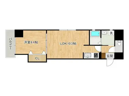 DESIGNER PRINCESS RIVERSIDE デザイナープ(1LDK/7階)の間取り写真