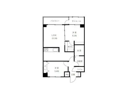 メゾンド一光(2LDK/8階)の間取り写真