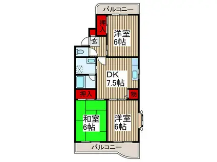 BON・CLAIR(3DK/1階)の間取り写真