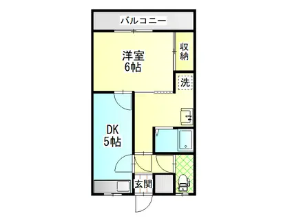 ひうちマンション(1DK/2階)の間取り写真