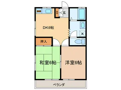 シャルムシャトー(2DK/1階)の間取り写真