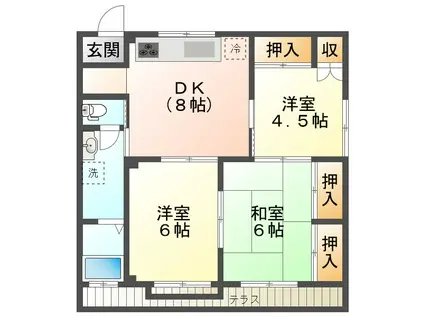 長田コーポ(3DK/1階)の間取り写真