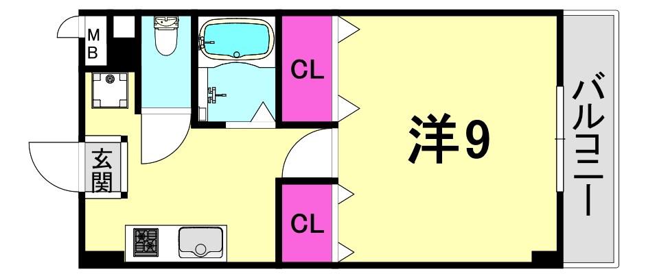 エストゥディオ甲子園口(1K/2階)の間取り写真