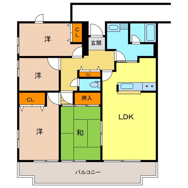 ダイアパレス自治医大三番館(4LDK/3階)の間取り写真