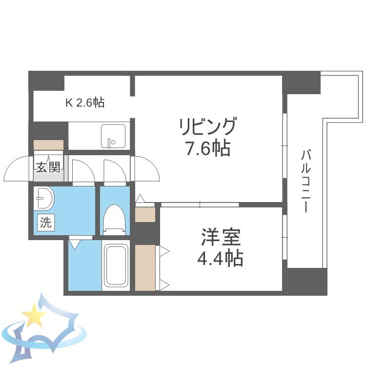 レジディア札幌駅前(1LDK/8階)の間取り写真