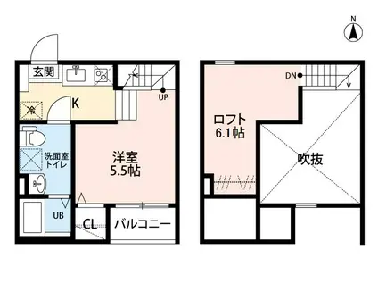 MONSTERA 春敲(1K/2階)の間取り写真