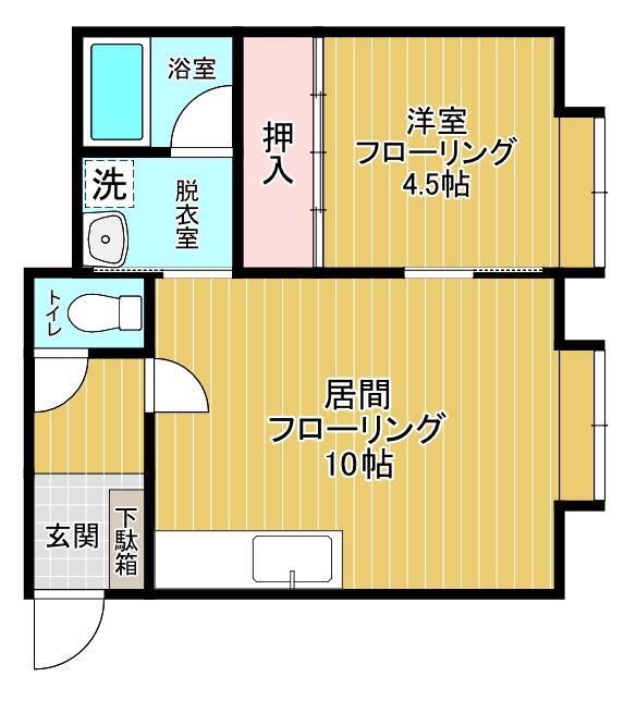 フォーリーフたなか(1LDK/1階)の間取り写真