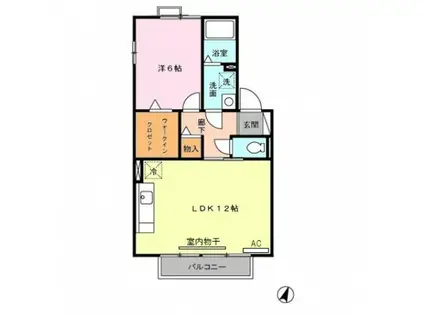 メゾンドリーフ(1LDK/2階)の間取り写真