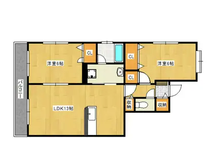 コイヌールアベリア館(2LDK/3階)の間取り写真