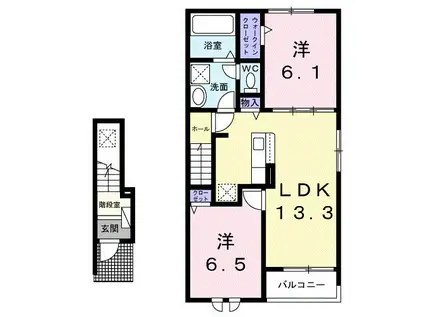 クレール丹波篠山 II(2LDK/2階)の間取り写真