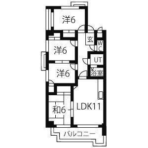 ピュア中平(4LDK/4階)の間取り写真