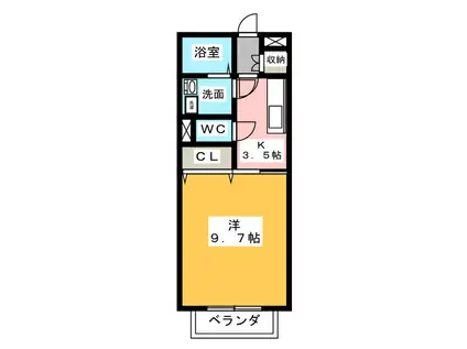 CALM GROVE(1K/1階)の間取り写真