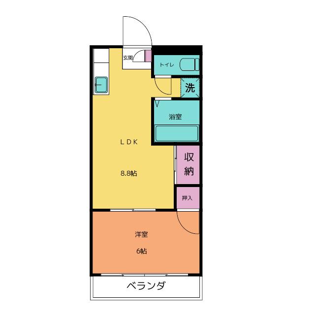 高山ハイツ(1LDK/2階)の間取り写真
