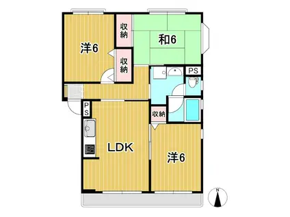 ウィル大みか(3LDK/1階)の間取り写真
