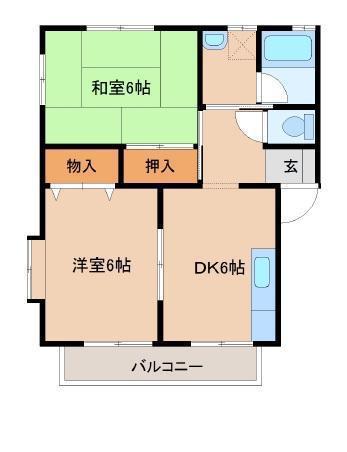エトワール多治米(2DK/1階)の間取り写真