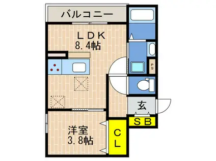 THE CROSS(1LDK/2階)の間取り写真