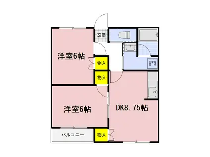 サトーコーポ(2DK/2階)の間取り写真