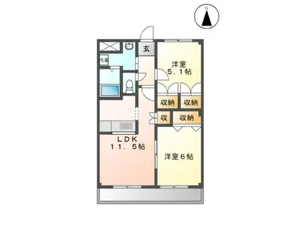 ターフヒルズ(2LDK/2階)の間取り写真