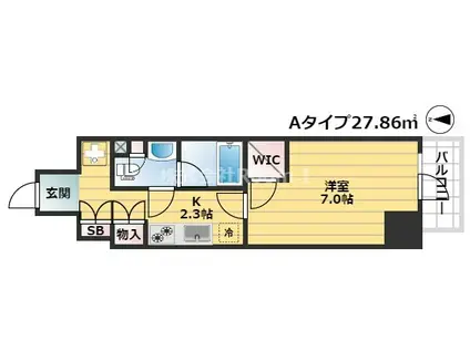 エスリードコート堺筋本町(1K/4階)の間取り写真