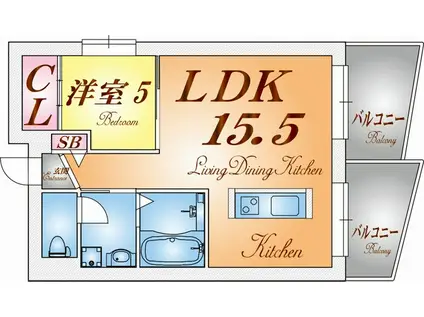 ジュリア須磨浦III(1LDK/1階)の間取り写真