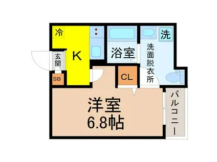 メイクスR道徳公園I(1K/1階)の間取り写真