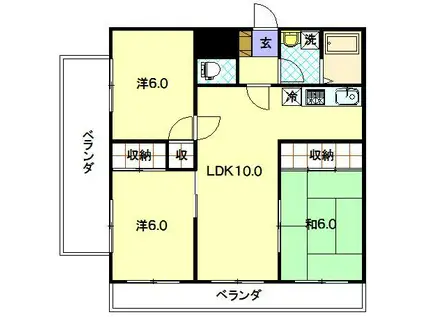 三愛ビル9(3LDK/10階)の間取り写真
