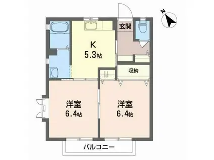 ドミールTS(2K/2階)の間取り写真