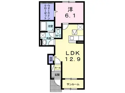 ネオヴィータ III(1LDK/1階)の間取り写真