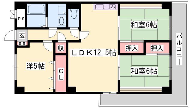 メゾン花北(3LDK/4階)の間取り写真