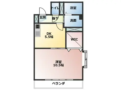 アゼリアガーデン 北館(1DK/2階)の間取り写真