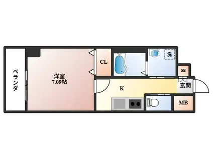 エメルミナ豊中岡町(1K/8階)の間取り写真