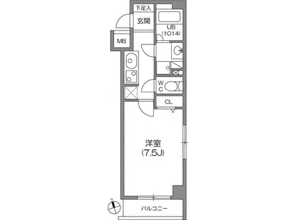 ガーラプレイス八幡山壱番館(1K/2階)の間取り写真