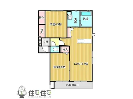 ラウレア A棟(2LDK/1階)の間取り写真