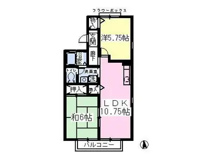 ヴェル・フルールA棟(2LDK/1階)の間取り写真