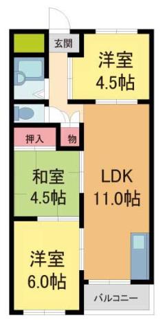 コンコード甲子園(3LDK/4階)の間取り写真