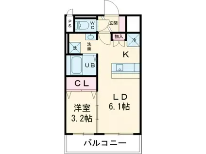 駅南コーポラス(1LDK/2階)の間取り写真
